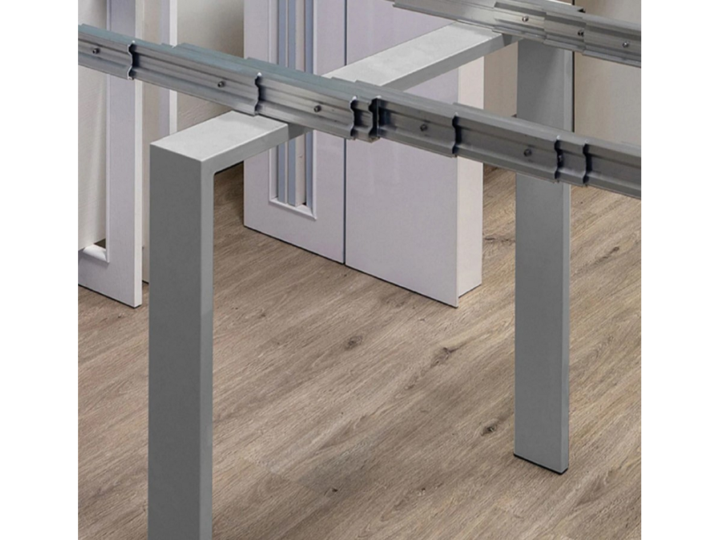 Gamba Fissa di Supporto Centrale mm.50x20 per Guida Tavolo Consolle Acciaio Grigio - immagine 2